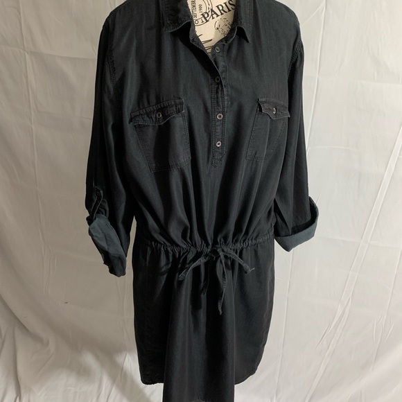 GLORIA VANDERBILT Ladies Denim Black Chambray Dress, drawstring waist. Size XL - Picture 1 of 5